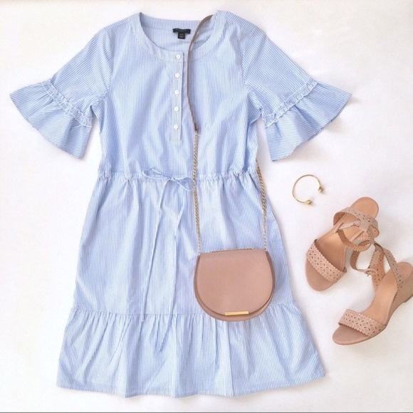 Ann Taylor Dresses & Skirts - Ann Taylor Striped Fluted Sleeve Poplin Dress